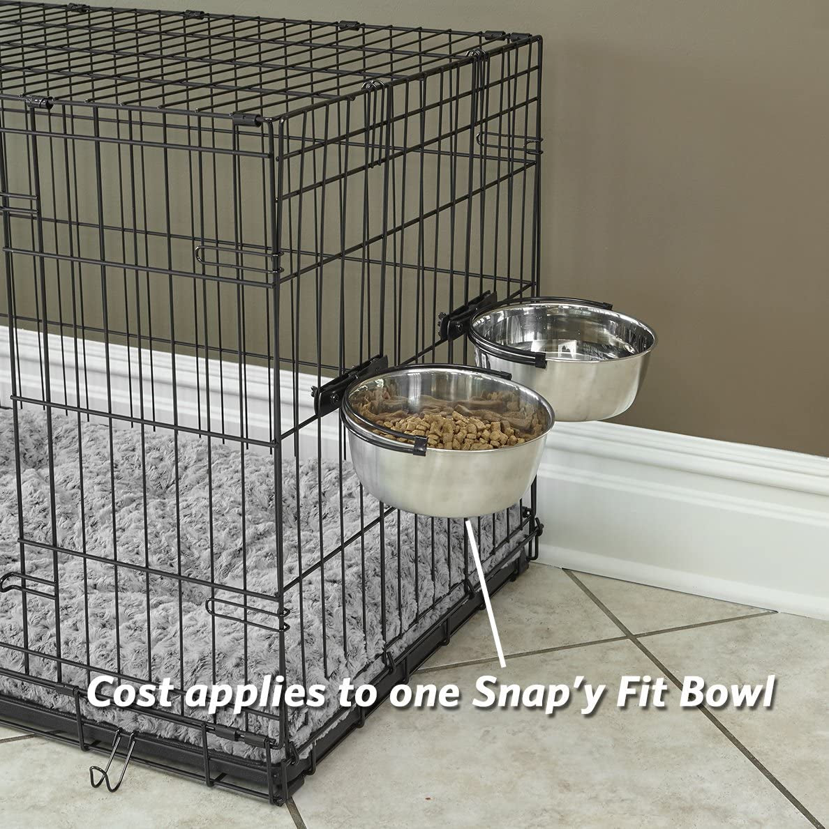Snap'Y Fit Stainless Steel Food Bowl/Pet Bowl, 10 Oz. for Dogs, Cats, Small Animals