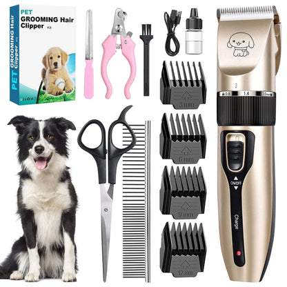 Cordless Dog Grooming Kit, Dog Clippers, Professional Quiet Electric Pets Hair Trimmers