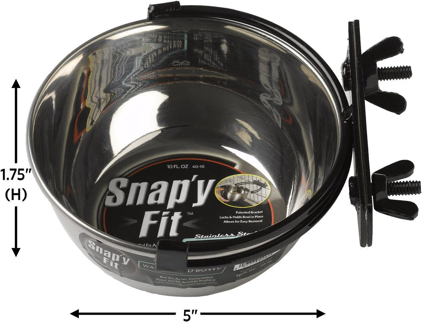 Snap'Y Fit Stainless Steel Food Bowl/Pet Bowl, 10 Oz. for Dogs, Cats, Small Animals