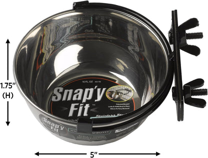 Snap'Y Fit Stainless Steel Food Bowl/Pet Bowl, 10 Oz. for Dogs, Cats, Small Animals