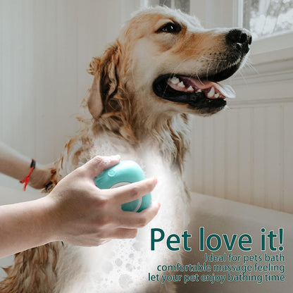 Dog Bath Brush, Pet Massage Brush Shampoo Dispenser, Soft Silicone Brush Rubber Bristle for Dogs and Cats Shower Grooming