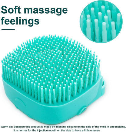 Dog Bath Brush, Pet Massage Brush Shampoo Dispenser, Soft Silicone Brush Rubber Bristle for Dogs and Cats Shower Grooming